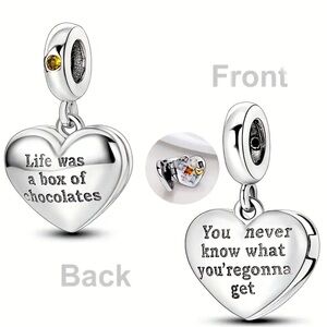 silver box of chocolates heart CHARM NWT